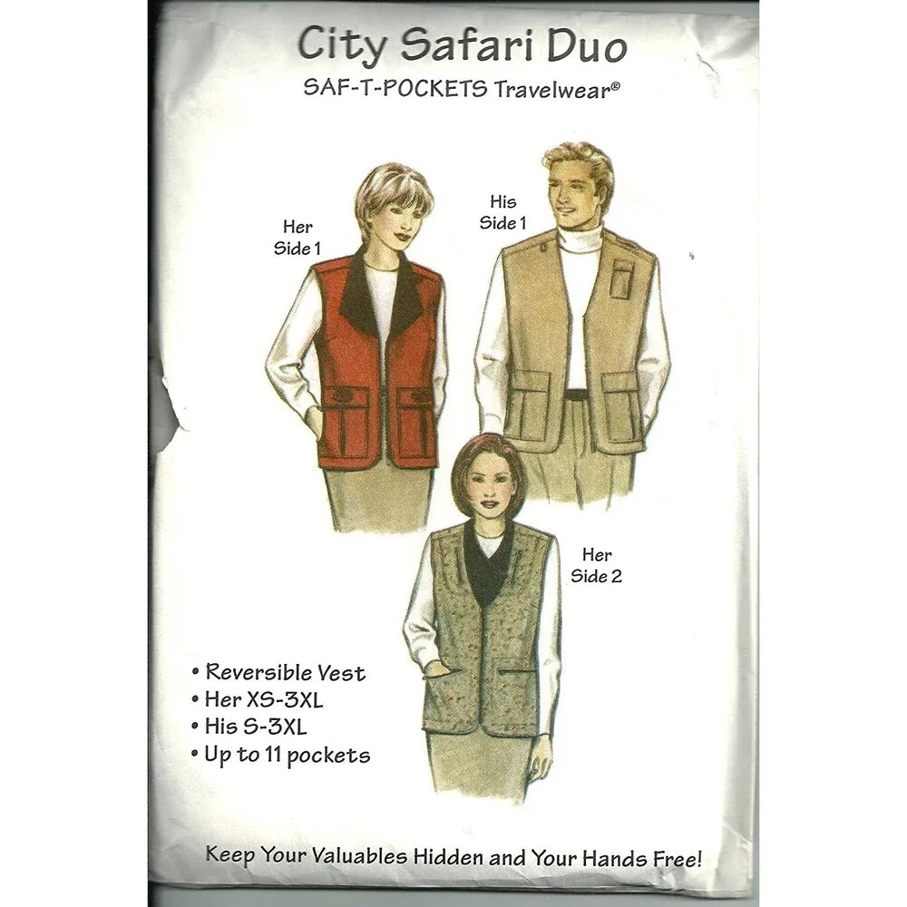 City Safari Duo, Saf-T-Pockets #2005, Travelwear. Reversable Vest with up to 11